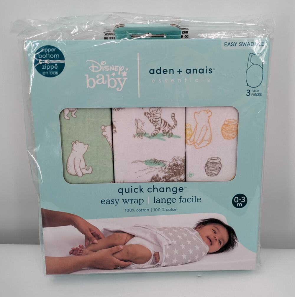 Disney Baby aden + anais essentials Quick Change Easy Swaddle 3 Pack Pooh *NEW*